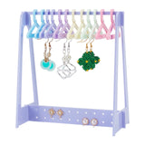 1 Set Acrylic Earring Display Stands, Clothes Hanger Shaped Earring Organizer Holder with 12Pcs Colorful Hangers, Lilac, Finish Product: 15x8x16cm