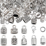 DIY Jewelry Making Finding Kit, Including Tibetan Style Alloy Cord Ends & Lobster Claw Clasps, 304 Stainless Steel Open Jump Rings, Antique Silver, 5.5~16x1~10x1~7mm, Hole: 1.2~4.5mm, Inner Diameter: 3~8mm, 230Pcs/box