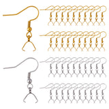 40Pcs 2 Colors 304 Stainless Steel Hooks, Ear Wire, with Ice Pick Pinch Bails, Golden & Stainless Steel Color, 27x20mm, 21 Gauge, Pin: 0.7mm, 20pcs/color