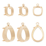 6Pcs 2 Styles Ion Plating(IP) 304 Stainless Steel Pendant Cabochon Settings, Rhinestone Claw Settings, Prong Settings, Teardrop & Square, Real 14K Gold Plated, Tray: 10~13x10mm, 14~18x11.5x6~7.5mm, Hole: 1.8mm, 3pcs/style