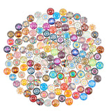 Glass Cabochons, with Self-Adhesive, for DIY Jewelry Making, Half Round, Mixed Patterns, 12x4.5mm, 140pcs/box