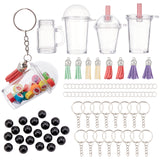 Cup Big Pendant Keychain DIY Making Kit, Including Cup Transparent Plastic Big Pendants, Faux Suede Tassel Pendant Decorations, Acrylic Pearl Beads, Iron Split Key Rings & Jump Rings, Mixed Color, Cups: 16Pcs/set