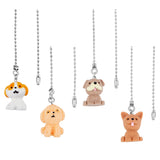 3D Dog Opaque Resin Pendant Ceiling Fan Pull Chain Extenders, with 304 Stainless Steel Ball Chains, Stainless Steel Color, 348~349mm, 4 style, 1pc/style, 4pcs/set