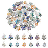 56Pcs 14 Style Copper Wired Electroplate Glass Charms, Star Charm, Silver, 15~19x9~13x5.7~7.6mm, Hole: 2.5~3mm, 4pcs/style