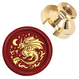 Golden Tone Wax Seal Brass Stamp Head, for Wax Seal Stamp, Dragon, 25x14.5mm