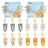 Cat Pendant Stitch Markers, Opaque Resin Crochet Lobster Clasp Charms, Locking Stitch Marker with Wine Glass Charm Ring, Mixed Color, 4.2cm, 4 colors, 3pcs/color, 12pcs/set