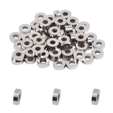 304 Stainless Steel Spacer Beads, Flat Round, Stainless Steel Color, 7x2mm, Hole: 2.7mm, 150pcs/box