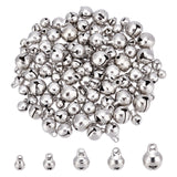 100Pcs 5 Style 304 Stainless Steel Charms, Round, Small Bell, Stainless Steel Color, 8~13x8~10x5~10mm, Hole: 2mm, 20pcs/style