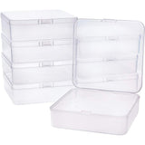 Polypropylene(PP) Plastic Boxes, Bead Storage Containers, with Hinged Lid, Square, Clear, 11.5x11.5x3.5cm