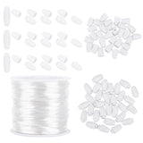 DIY Rubber Silicone Necklaces Making Kits, with 30Sets Plastic Breakaway Clasps and 10m Round Nylon Braided String Threads, White, 2mm