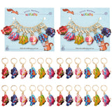 12Pcs 6 Style Alloy Enamel Butterfly Charm Locking Stitch Markers, Golden Tone 304 Stainless Steel Clasp Locking Stitch Marker, Mixed Color, 4cm, 2pcs/style