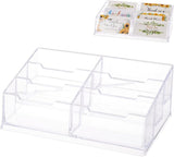 Plastic Business Card Display Holder, 6 Pocket Card Stand, Trapezoid, Clear, 207x98x65mm, Inner Diameter: 96x24mm