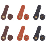 6Sets 3 Colors Sew On Cowhide Leather Tab Closure with Snap Buttons, with Antique Bronze Tone Iron Findings, Bag Replacement Accessories, Mixed Color, 2.8~8.2x2.45~2.5x0.6cm, Hole: 1.2mm, 2pcs/set, 2sets/color