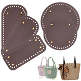 5Pcs 5 Style Rectangle & Flat Round & Oval PU Leather Knitting Crochet Bags Nail Bottom Shaper Pad, with Alloy Nail, for Bag Bottom Accessories, Coconut Brown, 1.5~2.5x0.8~1.9x0.36cm, Hole: 5mm, 1pc/style