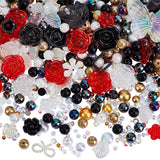 9 Styles DIY Jewelry Making Findings, Including Resin Cabochons and Acrylic Beads, Flower & Round & Half Round, Mixed Shapes, Mixed Color, 4~32x2~43mm