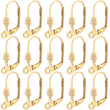 50Pcs Ion Plating(IP) 304 Stainless Steel Flower Leverback Earring Findings, with Horizontal Loops, Golden, 19x5x11mm, Hole: 1.5mm, Pin: 1x0.7mm