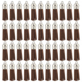 100Pcs Faux Suede Tassel Pendant Decorations, with CCB Plastic Cord Ends, Platinum, Coconut Brown, 35~37x10mm, Hole: 2.5~3mm