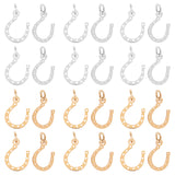 304 Stainless Steel Charms, Horseshoe, Golden & Stainless Steel Color, 13x10x1mm, Hole: 3mm, 2 colors, 8pcs/color, 16pcs/box