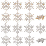 10Pcs 2 Colors Crystal Rhinestone Christmas Snowflake Brooch Pin, Alloy Lapel Pin for Women, Platinum & Golden, 37x33x3mm, 5Pcs/color