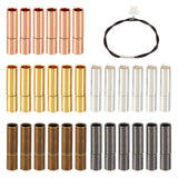 30 Sets 5 Colors Brass Bayonet Clasps, Column, Leather Cord Clasps Findings, Mixed Color, 17x4mm, Hole: 2.7mm, 6 sets/color