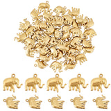 Brass Elephant Pendants, Golden, 14x15x3.5mm, Hole: 1.2mm, 50pcs/box