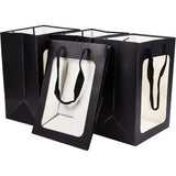 Kraft Paper Bags with Handle, with Cord Handles and Rectangle Window, for Retail Shopping Bag, Merchandise Bag, Gift and Party Bag, Rectangle, Black, 25x18x0.4cm, Unfold: 25x18x13cm, Window: 18.3x13.3cm