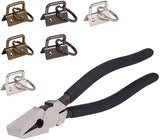 Iron Split Key Rings, with Ribbon Ends, Steel Clamp Flat Nose Pliers, Mixed Color, Ring: 25x2.5mm, End: 22x25.5x13mm
