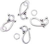 Tibetan Silver Hook and Eye Clasps, Lead Free and Cadmium Free, Drop, Antique Silver, 20.5x12mm, 7.5mm, Hole:  5mm