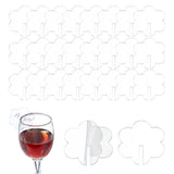 Flower Acrylic Wine Glass Charms Tag, Wine Glass Marker, for Wedding Party Decoration, Clear, 39x39.5x1.5mm