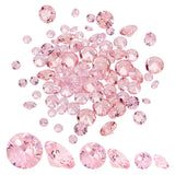 3 Style Cubic Zirconia Charms, Faceted, Flat Round Charm, Pearl Pink, 4~8x2~4.5mm, Hole: 0.7~1mm, 100pcs/box