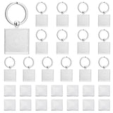 DIY Blank Square Keychain Making Kit, Including Zinc Alloy Keychain Cabochon Settings with Iron Split Key Rings, Glass Cabochons, Platinum, 30Pcs/set