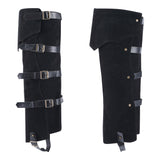 Velvet & Imitation Leather Boot Cover, Leg Guards, Renaissance Medieval Viking Costume Accessories, Black, 415x475x3mm, 2pcs/set