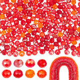 8 Strands 8 Style Glass Beads Strands, Opaque & Electroplate AB Color Plated, Faceted, Rondelle, for Valentine's Day, Red, 6x5mm, Hole: 1mm, 1 strand/style, 85~90Pcs/strand, 16.1~17.5 inch(41~43.75cm)