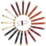 Cattlehide Cable Straps, Management Cable Ties, for USB Cable Headphone Wire, Mixed Color, 90x12x1.5~8.5mm, 4pcs/color, 5 colors, 20pcs/set