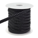 10M Imitation Leather Braided Cord, for Pillow Clothing Decor, Black, 9.5x3.5mm, about 10.94 Yards(10m)/Roll
