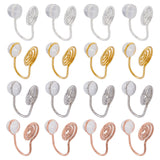 16Pcs 4 Colors Brass Vortex Clip-on Earring Findings, Wire Wrapped Spiral Clip Pad, for Non-pierced Earring Making, Mixed Color, 13x10x7mm, Hole: 0.8mm, 4pcs/color