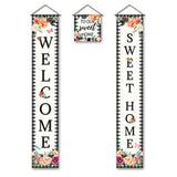 Polyester Hanging Sign for Home Office Front Door Porch Decorations, Rectangle & Square, Word Give Thanks, White, 180x30cm and 30x30cm, 3pcs/set
