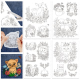 4 Sheets 11.6x8.2 Inch Stick and Stitch Embroidery Patterns, Non-woven Fabrics Water Soluble Embroidery Stabilizers, Fox, 297x210mmm