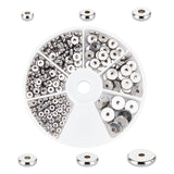 304 Stainless Steel Beads, Flat Round, Stainless Steel Color, 4~10x2mm, Hole: 1~2mm, 200pcs/box