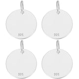 4Pcs 925 Sterling Silver Pendants, Flat Round Charms, with Jump Rings with 925 Stamp, Silver, 12x0.6mm, Hole: 3mm