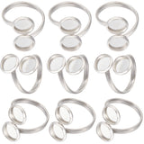 16Pcs 201 Stainless Steel Open Cuff Ring Findings, Bezel Cup Ring Settings, Flat Round, Stainless Steel Color, Inner Diameter: 16.8mm, Tray: 8mm