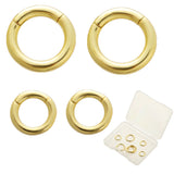 8Pcs 2 Styles Brass Twister Clasps, Long-Lasting Plated, Round Ring, Real 18K Gold Plated, 10~14x2~2.5mm, Inner Diameter: 6.5~9mm, 4pcs/style