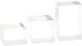 3Pcs 3 Style Acrylic Display Stand, for Model Toy Display Square Rectangle, Clear, 5~5.1x5~5.1x2.9~8.1cm, 1pc/style