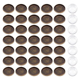 50Pcs Tibetan Style Brass Plain Edge Bezel Cups, Cabochon Settings, Flat Round, Antique Bronze, Tray: 18mm, 20x2mm