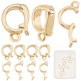 14Pcs Brass Fold Over Clasps, with Loop, Real 18K Gold Plated, 10x7x2.5mm, Hole: 1.2mm