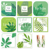 80Pcs 8 Style Custom Lip Balm DIY Label Sticker, Coated Paper Paster, Self-Adhesive Stickers, Square, Leaf Pattern, 5x5cm, 10pcs/style