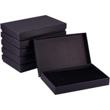 Kraft Paper Jewelry Boxes, with Sponge, for Ring & Earrings & Necklaces, Rectangle, Black, 20x13x3cm