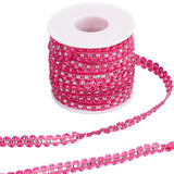 25M Metallic Yarn Lace Ribbons, Jacquard Ribbon, Garment Accessories, Fuchsia, 1/4 inch(8mm)