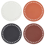 4Pcs 4 Colors Litchi Grain PU Leather Bag Bottoms, Flat Round, Mixed Color, 12x0.4cm, Hole: 5mm, 1pc/color