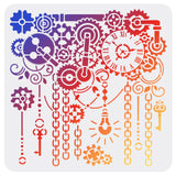 PET Hollow Out Drawing Painting Stencils, for DIY Scrapbook, Photo Album, Gear Pattern, 30x30cm